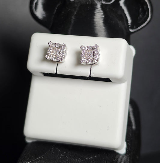 Aretes Royal Halo 6 mm con Moissanita VVS en Plata 925