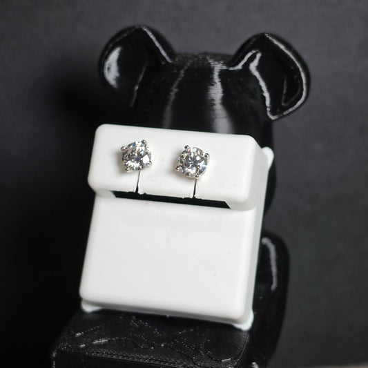 Aretes Destello Clásico 6 mm en Plata 925 con Moissanita VVS